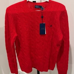 Polo by Ralph Lauren Red Cable Knit Sweater